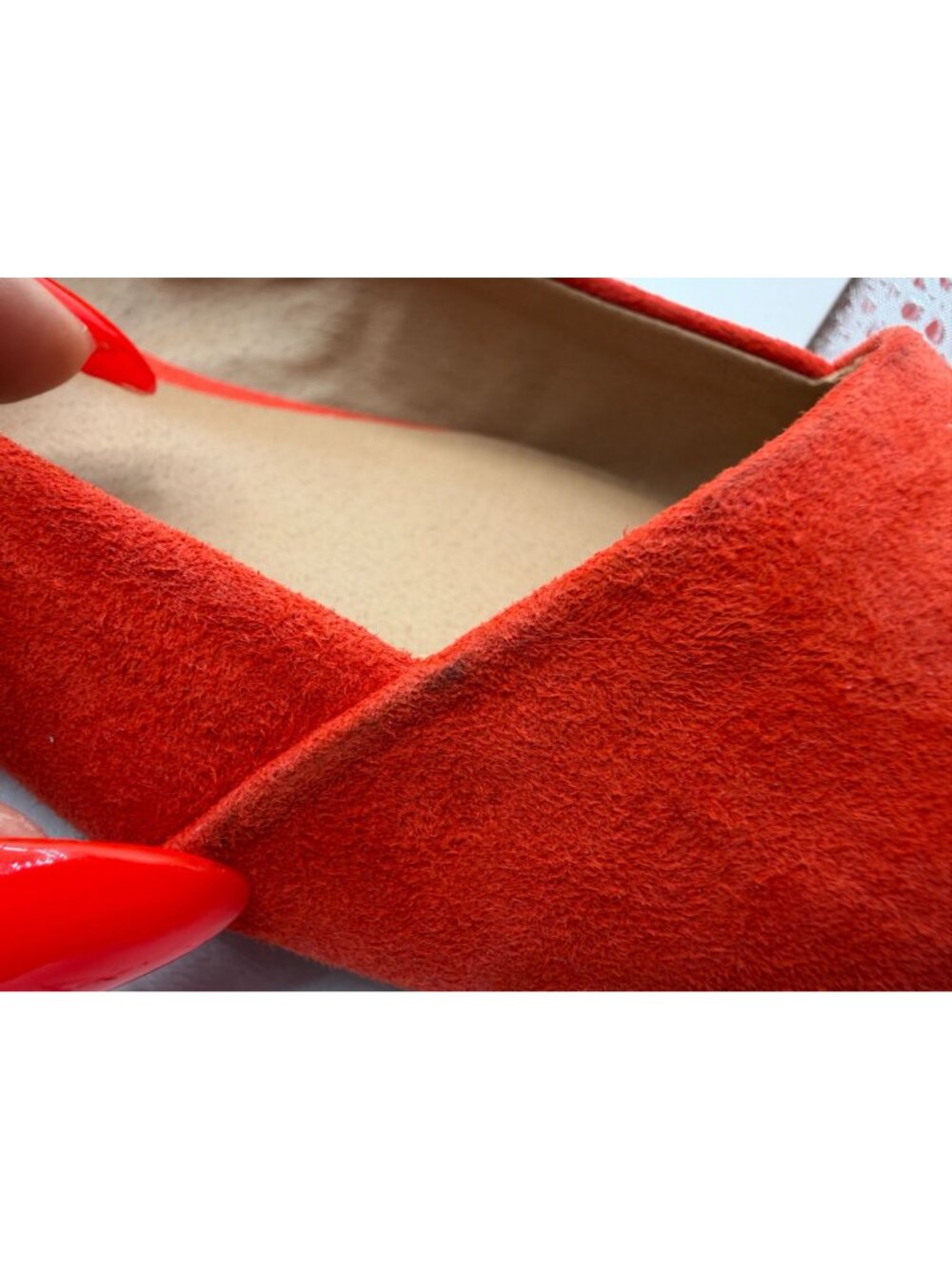 Crown Vintage Noelle Ballet Flats Women Size 10M Orange Suede Pointe Toe Shoes - Picture 14 of 15